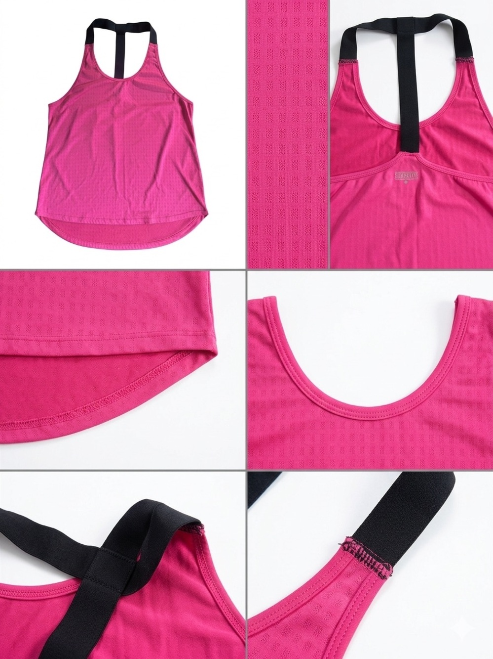 Women’s Racerback Tank Top in Bright Pink with Black Strap